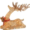 Discount 31 in. Sisal Splendor Champagne Lying Deer Yard Decorations