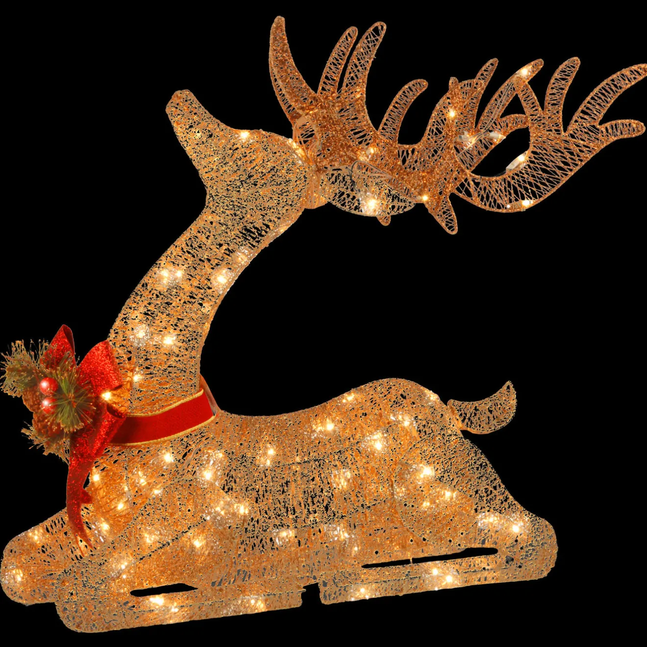 Discount 31 in. Sisal Splendor Champagne Lying Deer Yard Decorations