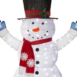 New 72 in. Snowman Decoration with White LED Lights Yard Decorations