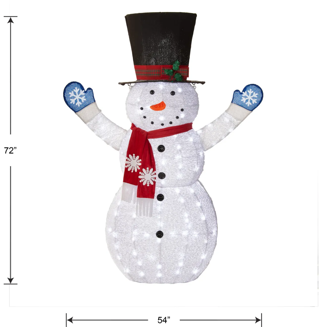 New 72 in. Snowman Decoration with White LED Lights Yard Decorations