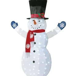 New 72 in. Snowman Decoration with White LED Lights Yard Decorations