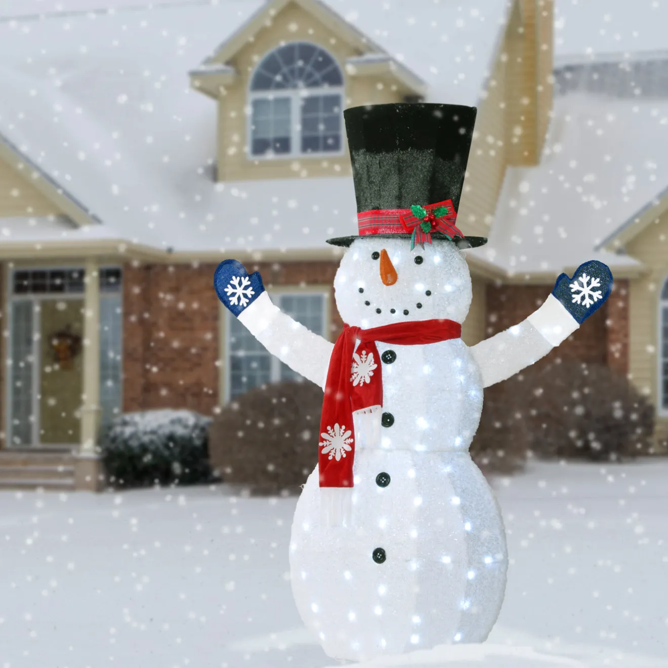 New 72 in. Snowman Decoration with White LED Lights Yard Decorations