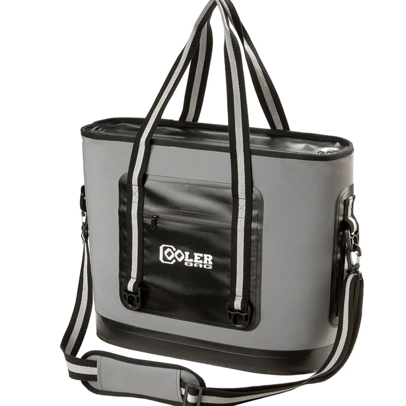 New 16 in. Soft Sided Cooler Bag Gray with Black Trim Camping Accessories