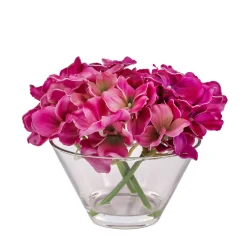 Sale 8 in. Spring Dark Purple Hydrangea Bouquet in Glass Vase Flower Arrangements
