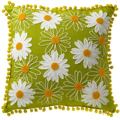 New 16 in. Spring Decorative Pillow with Daisy Flower Bloom Embroidery Decorative Accents