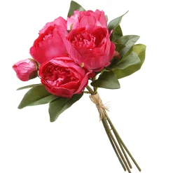 Online 14 in. Spring Floral Bouquet with Bright Pink Peony Blooms, Leafy Greens Flower Arrangements