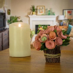 Sale 7 in. Spring Floral Bundle with Pink Floral Blooms, Twig Base Flower Arrangements