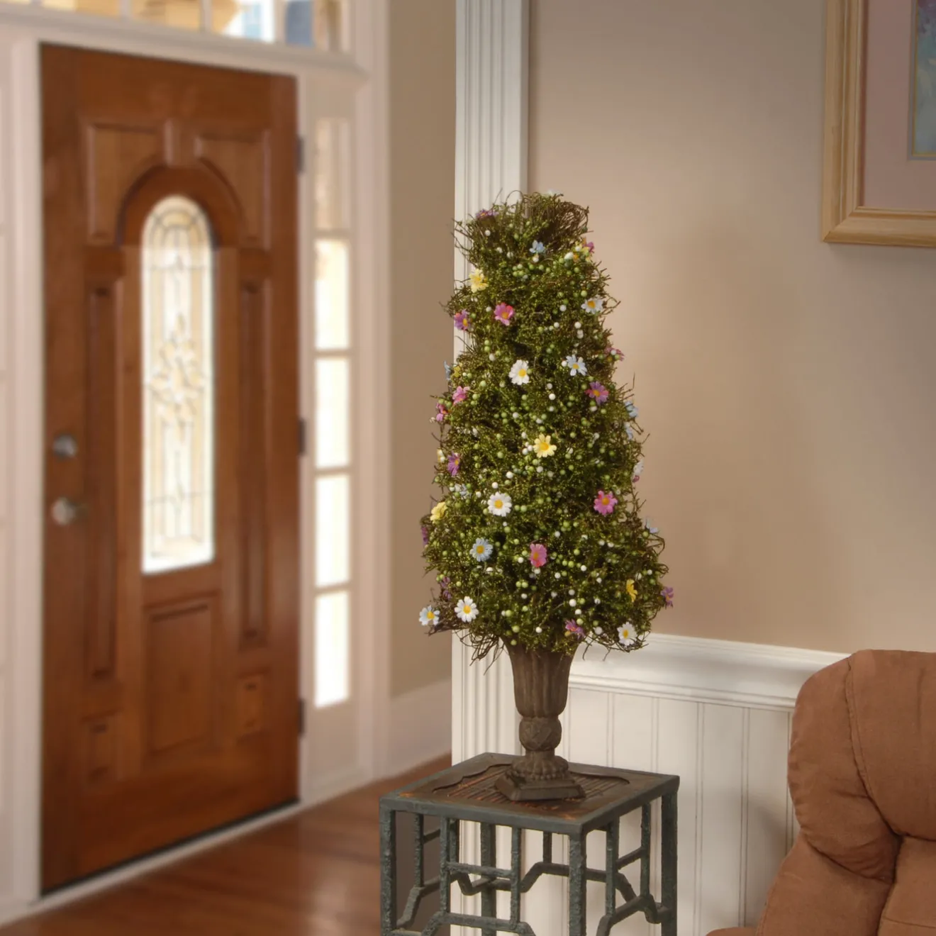 Hot 24 in. Spring Floral Decorated Entrance Tree Potted Plants