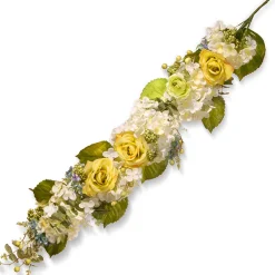 Outlet 48 in. Spring Floral Wall Décor with Yellow Roses, White Hydrangeas, Berry Clusters Flower Arrangements