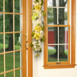 Outlet 48 in. Spring Floral Wall Décor with Yellow Roses, White Hydrangeas, Berry Clusters Flower Arrangements
