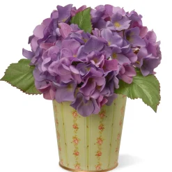 Discount 11 in. Spring Garden Accents Hydrangea Flowers in Tin Pot Potted Plants
