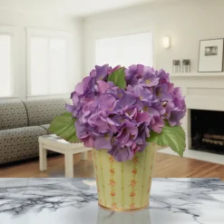 Discount 11 in. Spring Garden Accents Hydrangea Flowers in Tin Pot Potted Plants