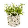 Clearance 11 in. Spring Green Lily-of-the-Valley Flowers in White Basket Flower Arrangements