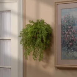 Hot 20 in. Spring Green Pine Branch Wall Basket Hanging Plants