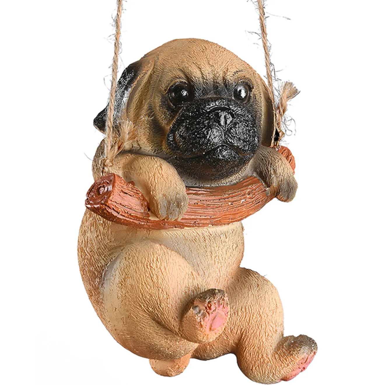 Hot 5 in. Spring Hanging Wall Decoratio with Pug Puppy on Wooden Branch Decorative Accents