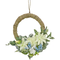 Best 20 in. Spring Hoop Wreath with Dahlia, Peony, and Hydrangea Blooms Wreaths