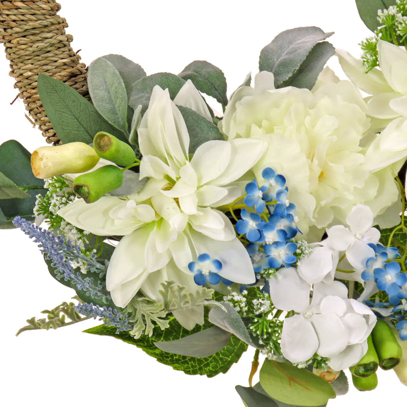 Best 20 in. Spring Hoop Wreath with Dahlia, Peony, and Hydrangea Blooms Wreaths