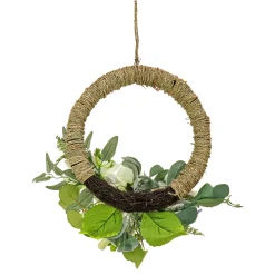 Best 20 in. Spring Hoop Wreath with Dahlia, Peony, and Hydrangea Blooms Wreaths