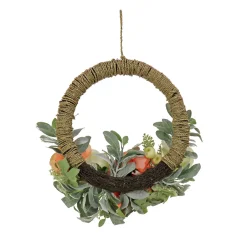Outlet 20 in. Spring Hoop Wreath with Peony, Rose, and Lamb's Ear Flower Blooms Wreaths