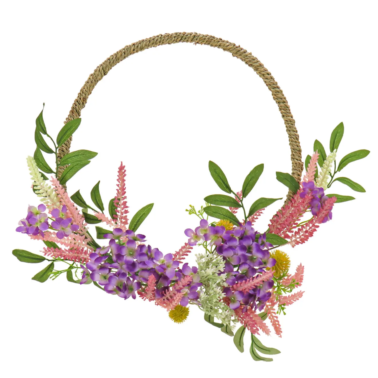 16 in. Spring Hoop Wreath with Lavender and Blossom Wreaths