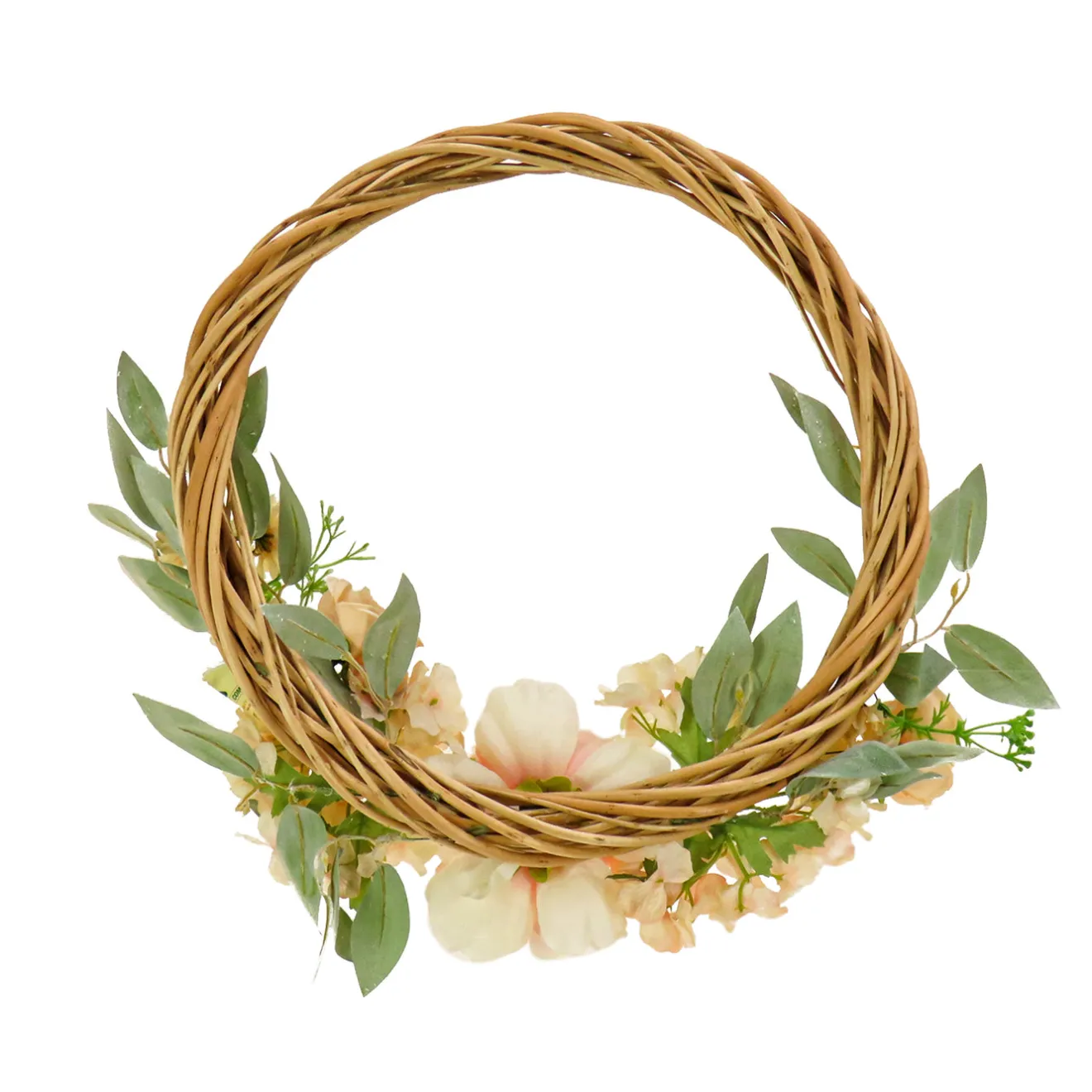 Best 19 in. Spring Hoop Wreath with Wild Rose and Peony Flowers Wreaths