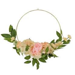 Outlet 18 in. Spring Hoop Wreath with Peony, Rose and Pom Pom Wreaths