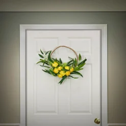 Clearance 16 in. Spring Hoop Wreath with Buttercup Blooms, Baby’s Breath, and Flowing Green Stems Wreaths