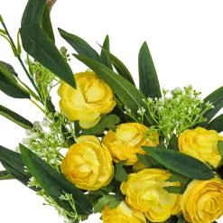 Clearance 16 in. Spring Hoop Wreath with Buttercup Blooms, Baby’s Breath, and Flowing Green Stems Wreaths