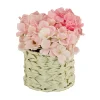 Online 10 in. Spring Light Pink Hydrangea Bouquet in White Basket Flower Arrangements
