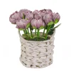 Best 10 in. Spring Light Purple Peony Flower Bouquet in White Basket Flower Arrangements
