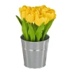 Sale 9 in. Spring Light Yellow Tulip Bouquet Flower Arrangements