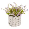 11 in. Spring Mauve Lily-of-the-Valley Flowers in White Basket Flower Arrangements