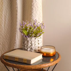 11 in. Spring Mauve Lily-of-the-Valley Flowers in White Basket Flower Arrangements
