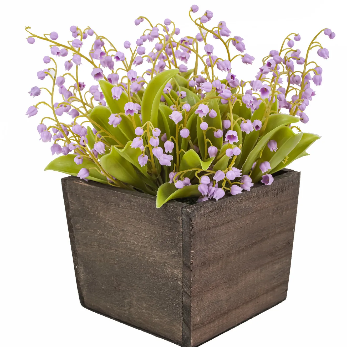 Best 10 in. Spring Mauve Lily-of-the-Valley Flowers in Wood Box Potted Plants