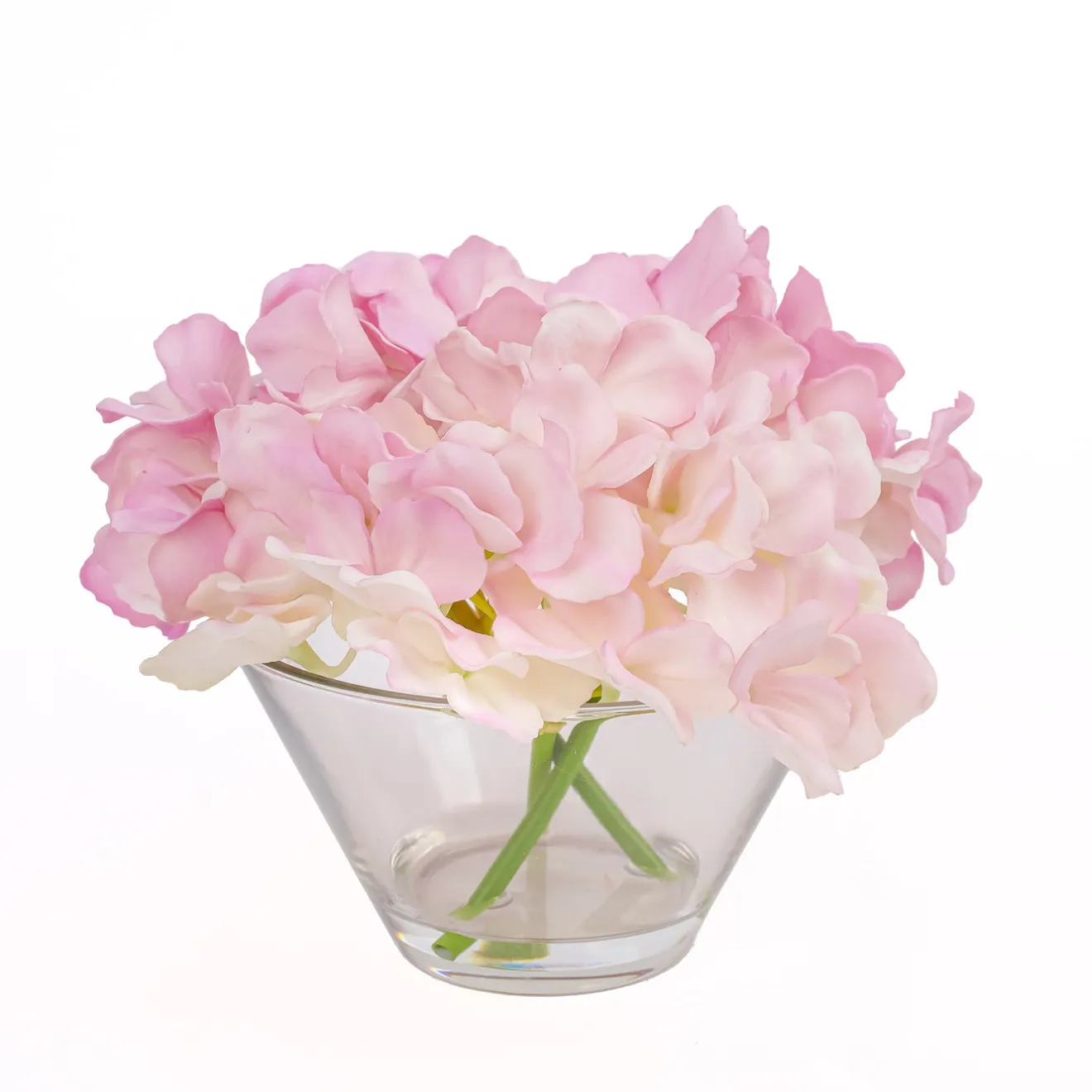 Hot 8 in. Spring Mixed Mauve Hydrangea Bouquet in Glass Vase Flower Arrangements