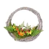 15 in. Spring Multi Floral Hammock Wreath with Multi Floral Colorful Wood Flowers and Mossy Greenery Wreaths