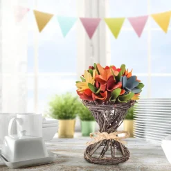 Sale 9 in. Spring Multicolor Floral Bouquet Flower Arrangements