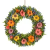 18 in. Spring Multicolor Floral Wreath with Fern Wreaths
