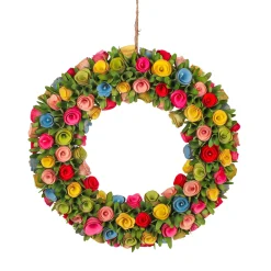 Sale 18 in. Spring Multicolor Floral Wreath Wreaths