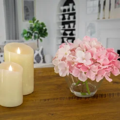 Discount 8 in. Spring Pink Hydrangea Bouquet in Glass Vase Flower Arrangements