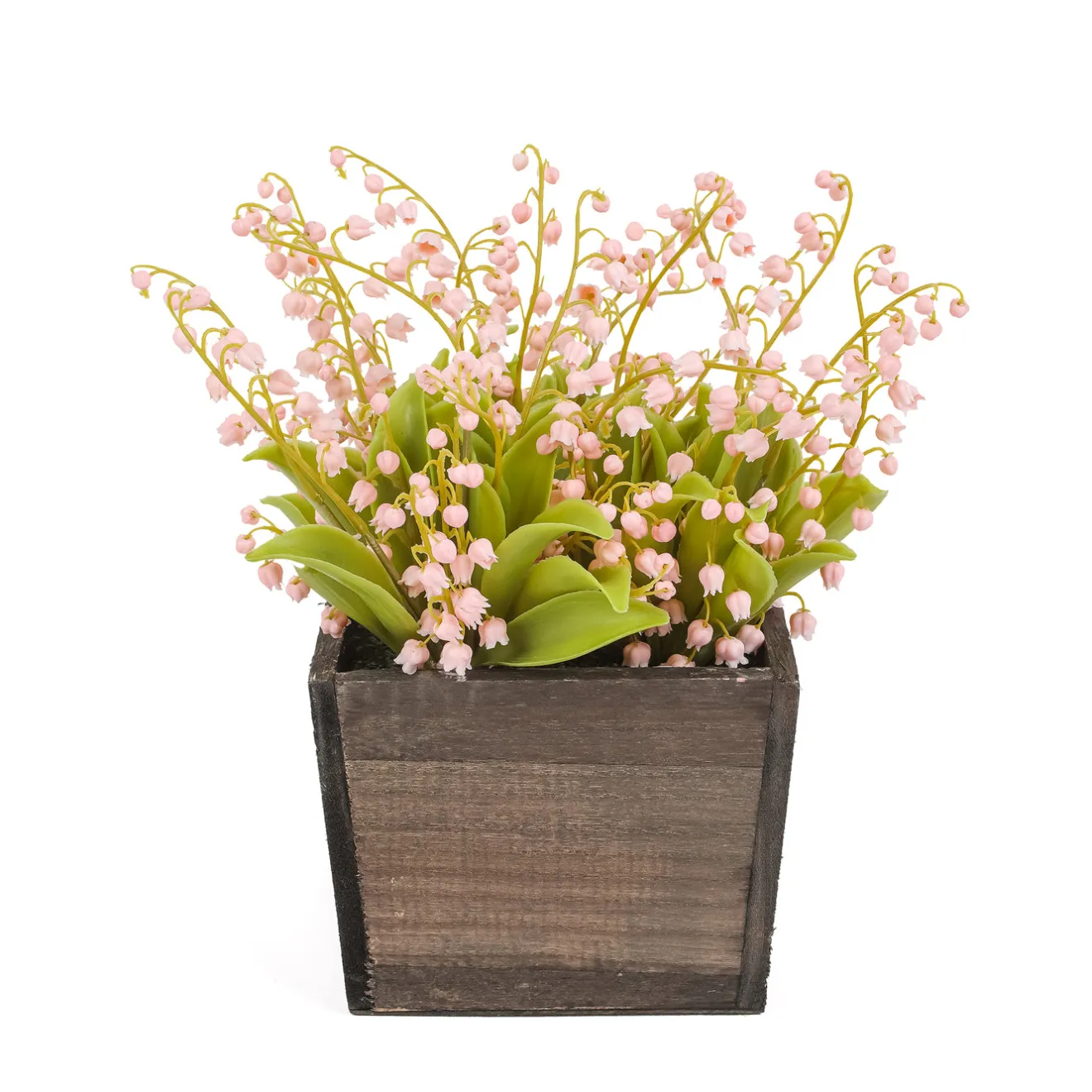 Discount 10 in. Spring Pink Lily-of-the-Valley Flowers in Wood Box Potted Plants