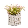 New 11 in. Spring Pink Lily-of-the-Valley Flowers in White Basket Flower Arrangements