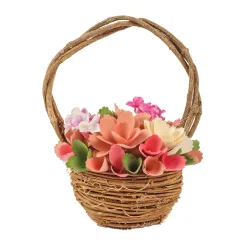Discount 10 in. Spring Pink Multi Floral Basket Flower Arrangements