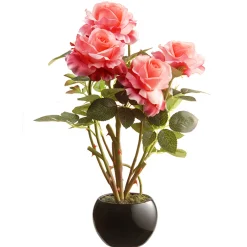 Clearance 17 in. Spring Pink Roses Flower Pot Potted Plants