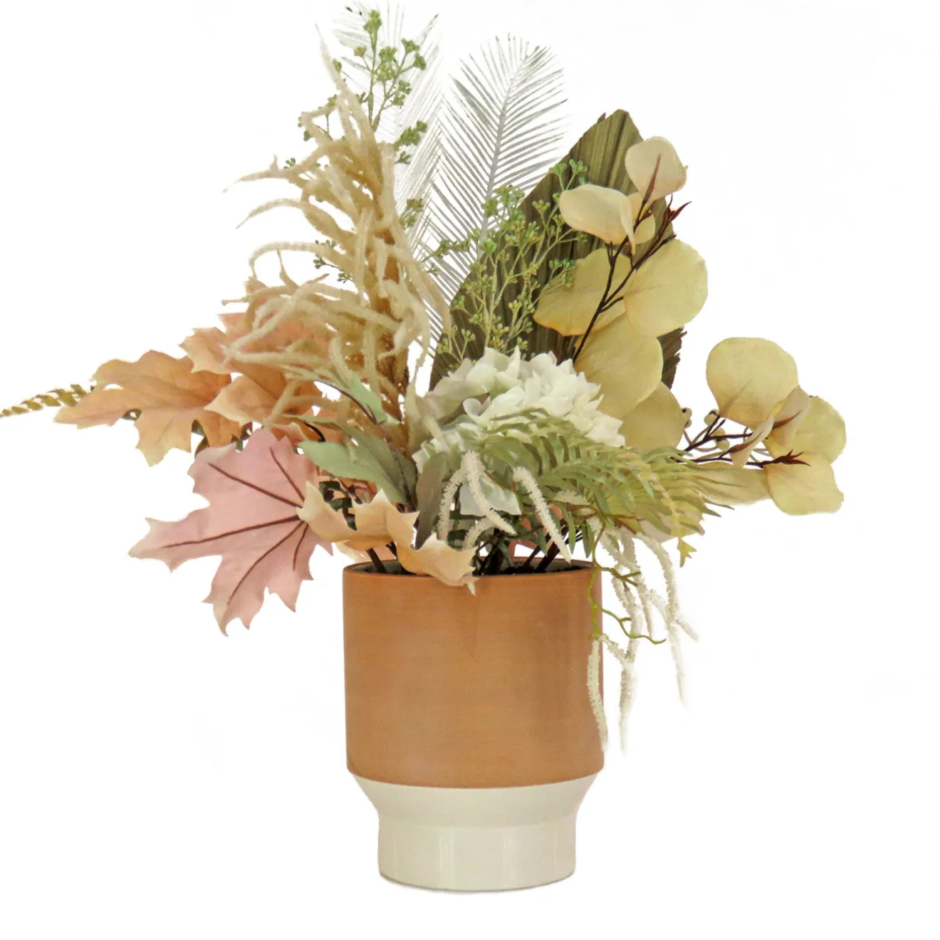 Clearance 32 in. Spring Potted Plant Table Decoration with Assorted Palms, Leaves, Hydrangea Potted Plants