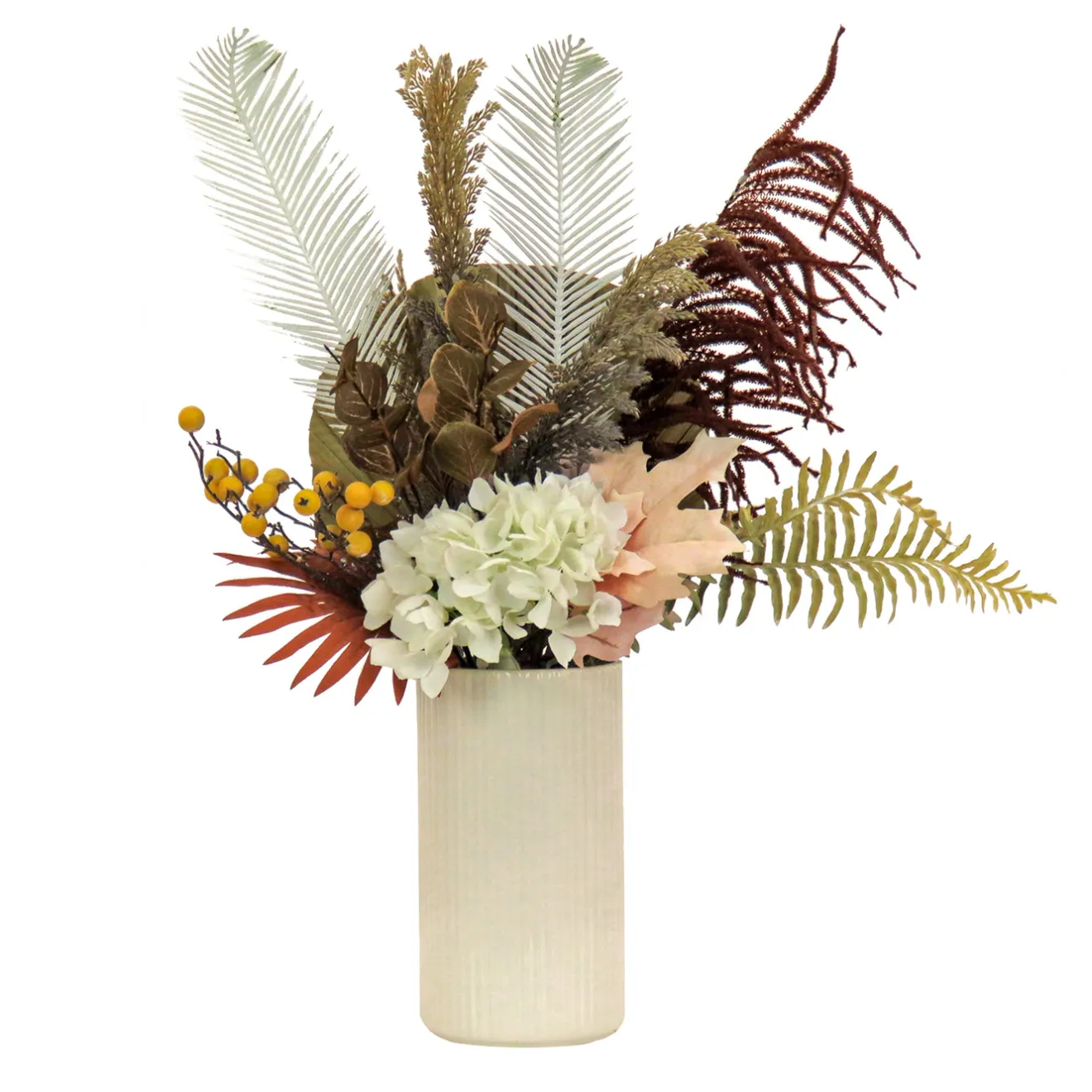 Sale 31 in. Spring Potted Plant Table Decoration with Fern Branches, Hydrangea Blooms Potted Plants