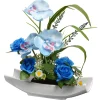 Sale 15 in. Spring Potted White Orchid and Blue Roses Flower Pot with Leafy Greens Potted Plants