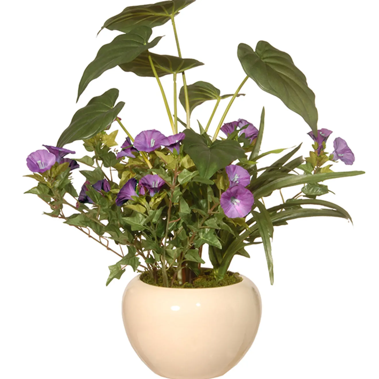 Hot 18 in. Spring Purple Flower Blooms Potted Plant in a Cream Ceramic Pot Potted Plants