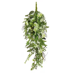 Hot 28 in. Spring Teardrop Wall Hanging Decoration with Flower Blooms, Berries, Leafy Greens Hanging Plants