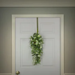 Hot 28 in. Spring Teardrop Wall Hanging Decoration with Flower Blooms, Berries, Leafy Greens Hanging Plants